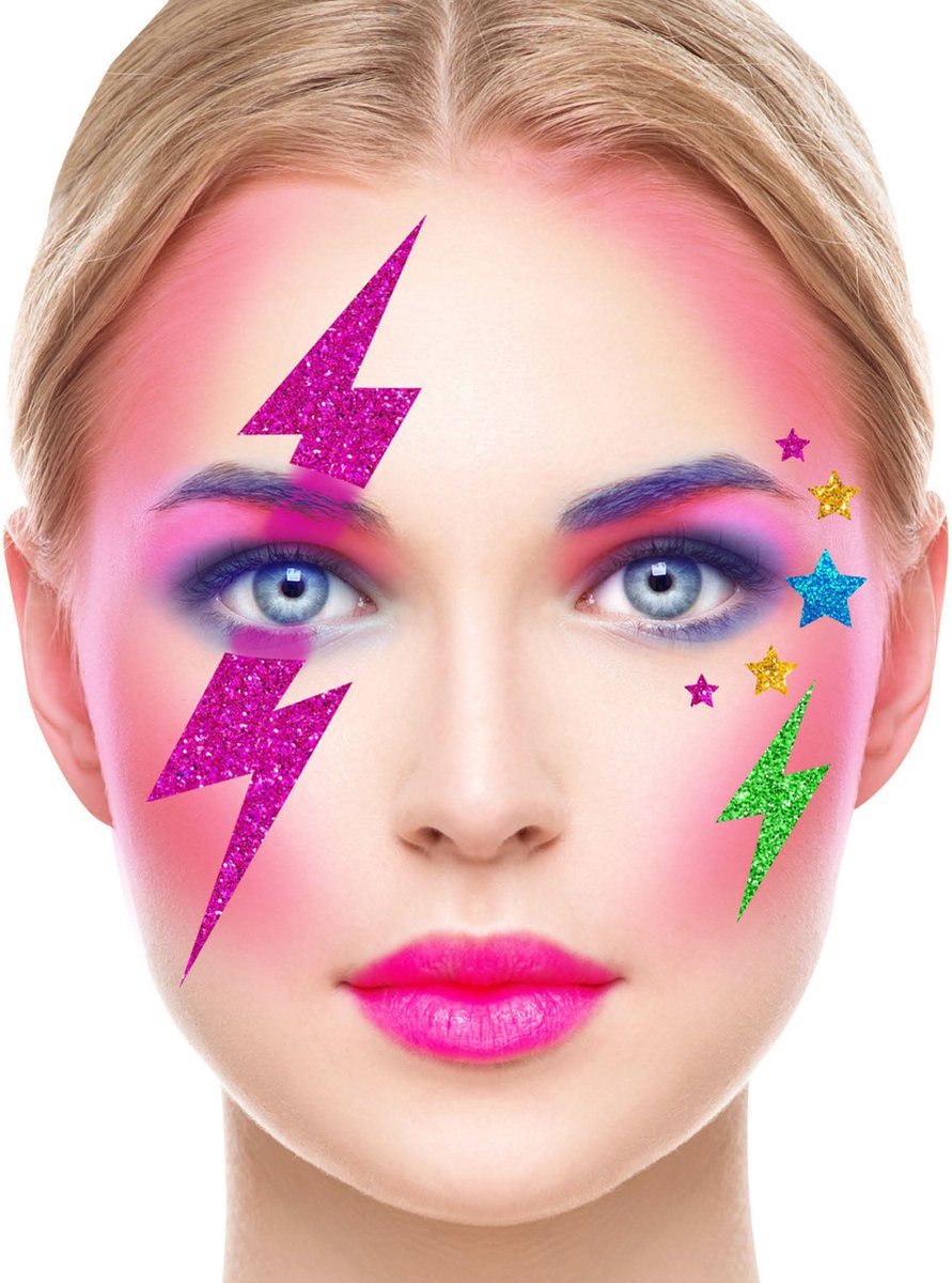 Gezichtsticker glitter bliksem