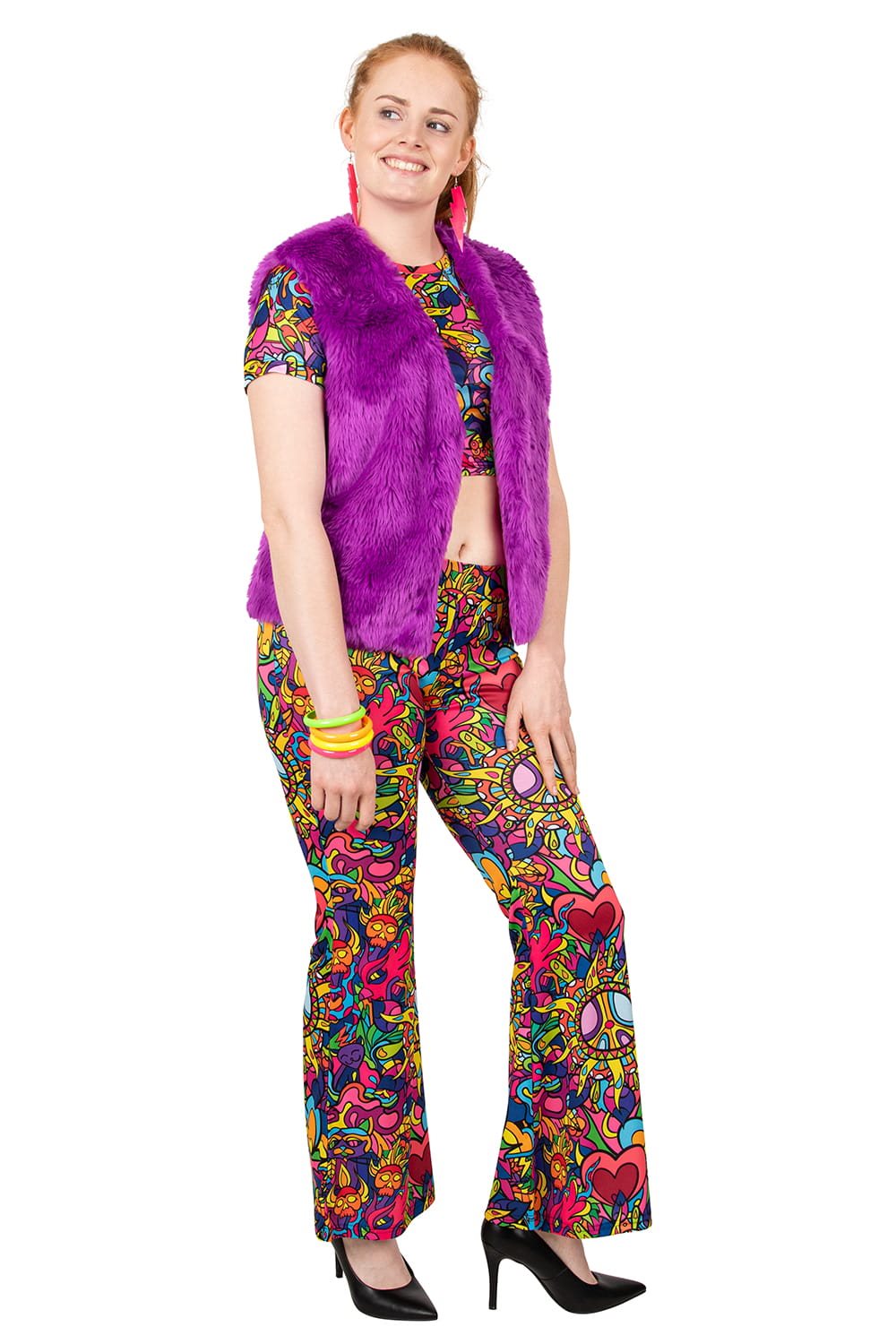 Bodywarmer imitatiebont paars