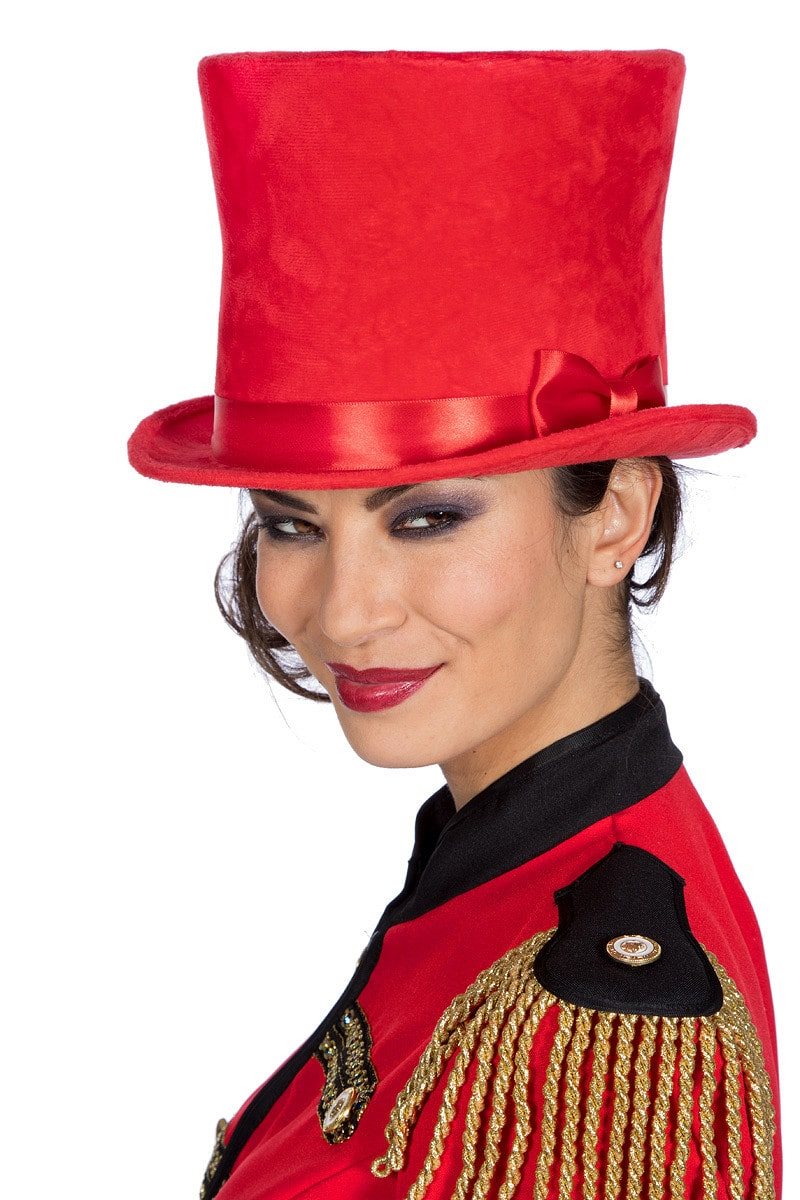 Hoge hoed velvet XL rood