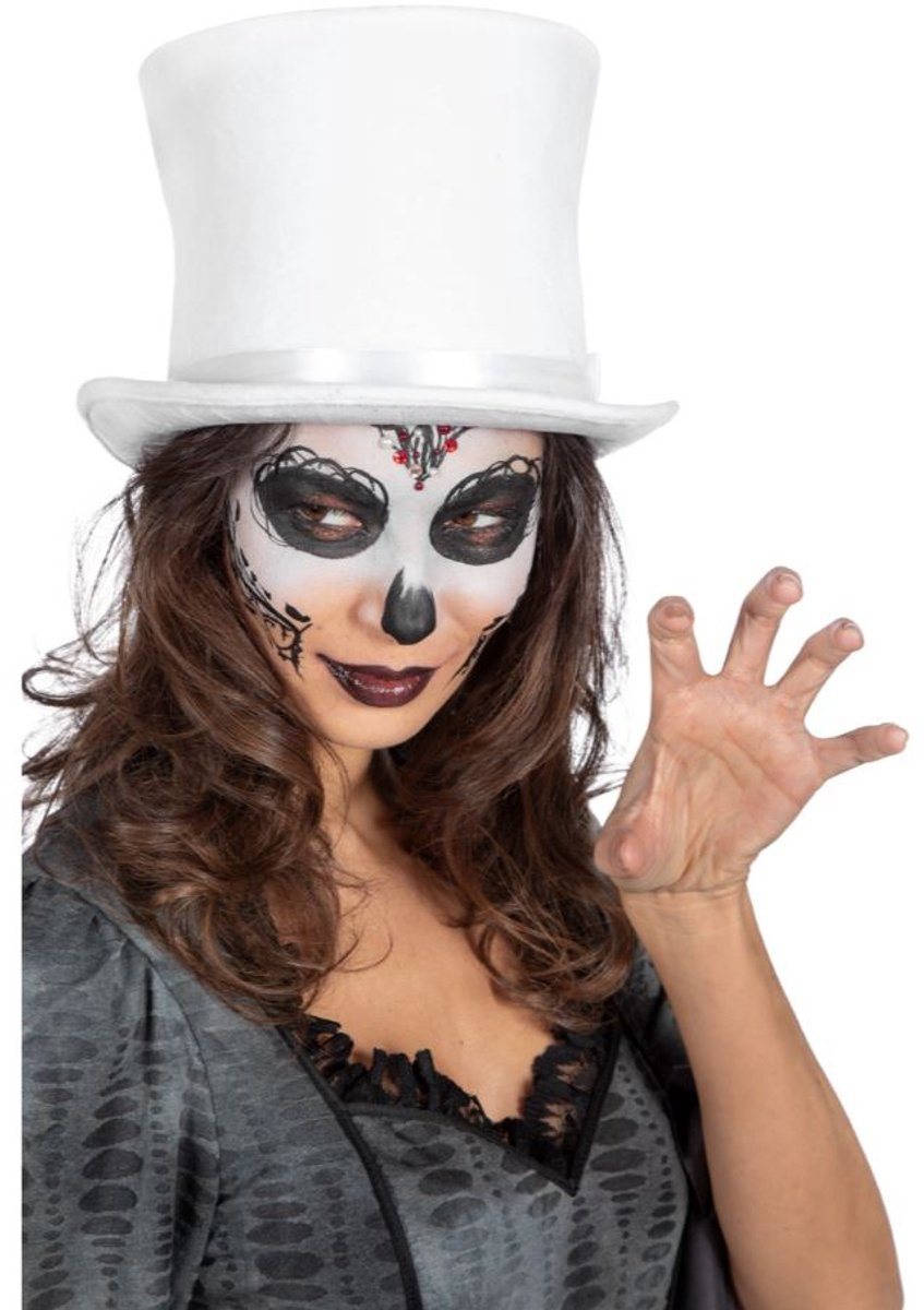 Hoge hoed velvet XL wit