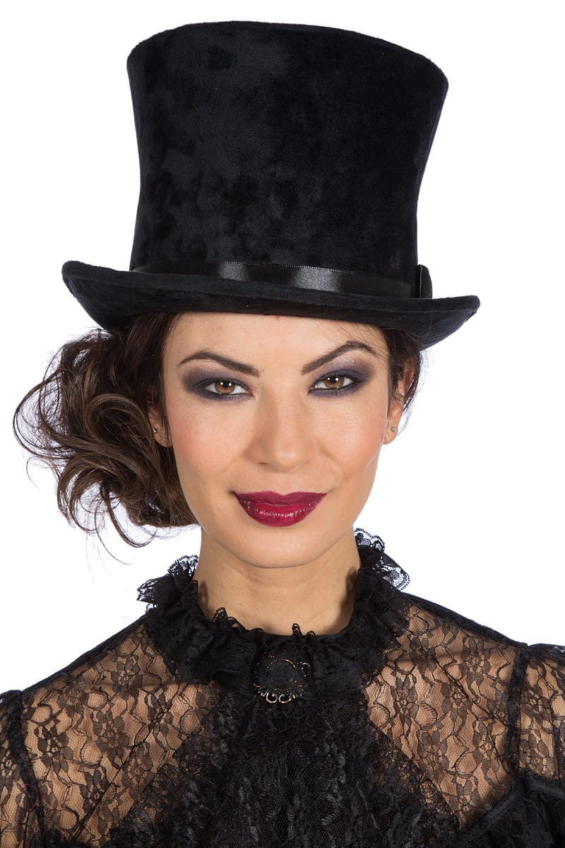 Hoge hoed velvet XL zwart