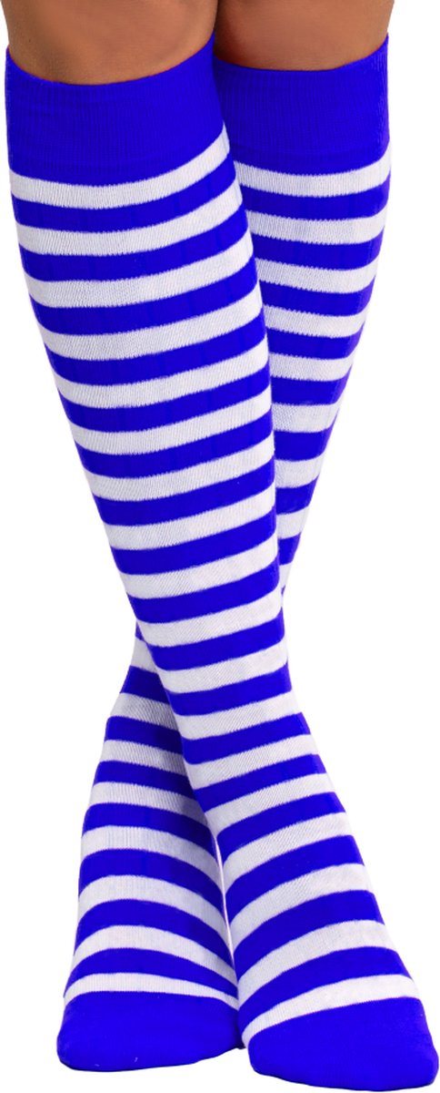Sokken gestreept blauw/wit