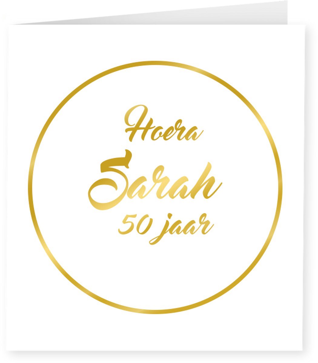 Wenskaart gold white Sarah