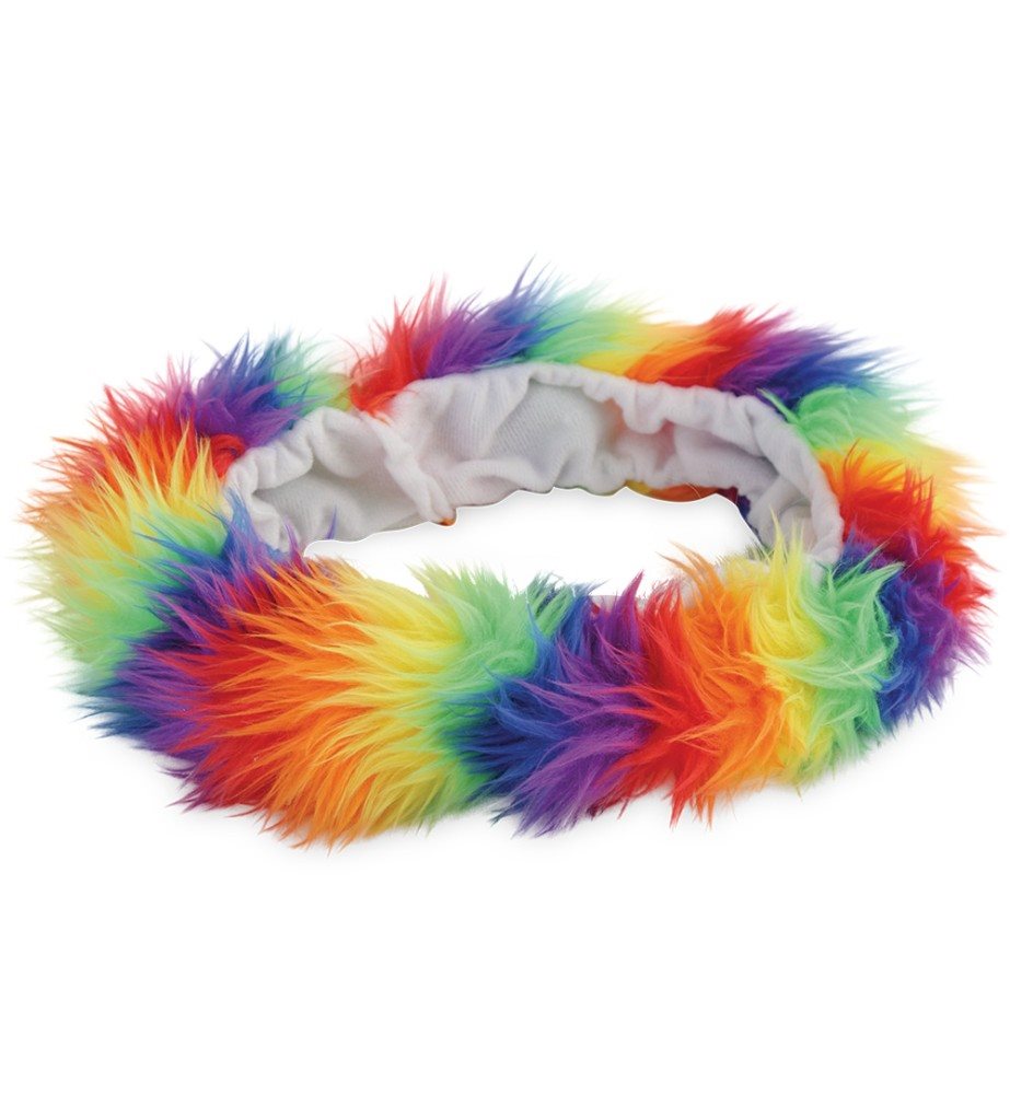 Haarband pluche regenboog