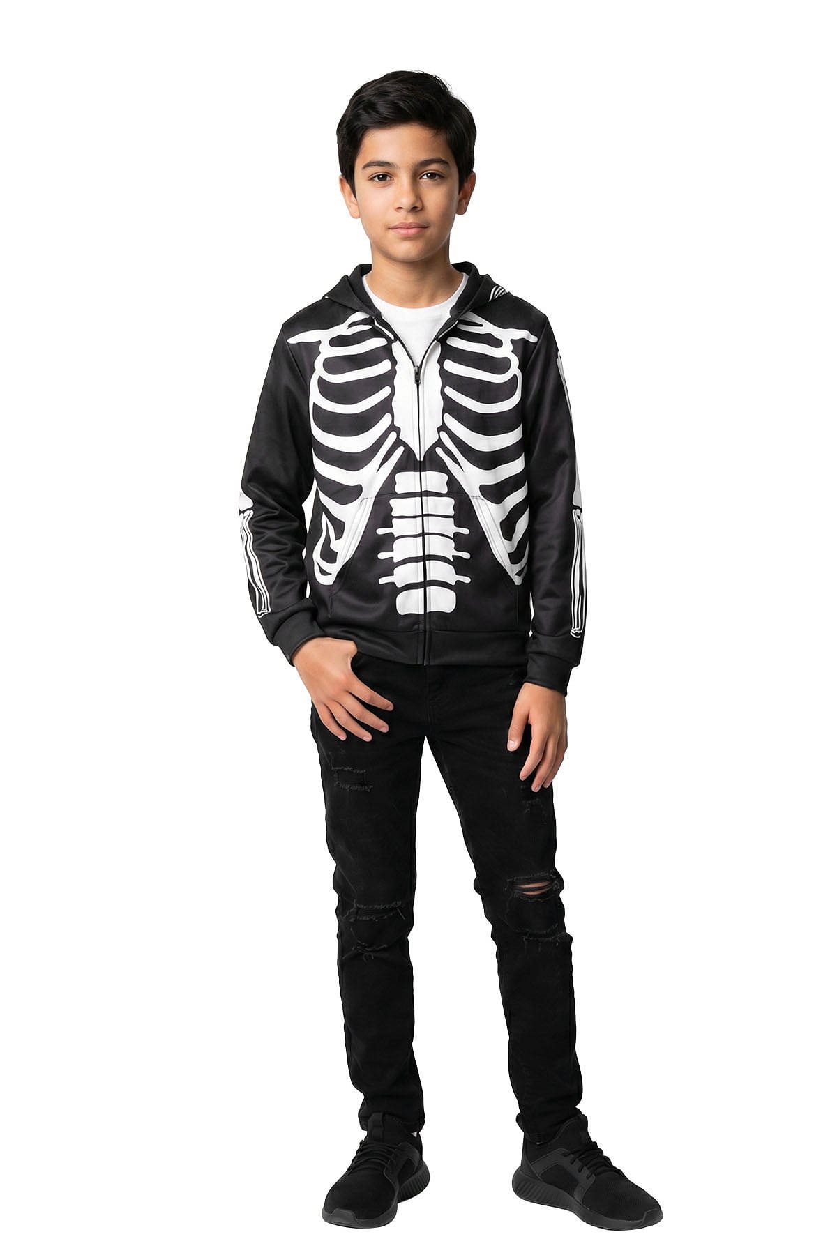 Hoodie met rits skelet